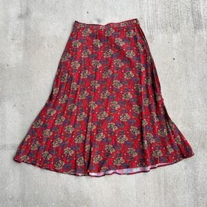 Vtg Liz sport‎ Floral Cottagecore Fall Midi Skirt Side Pocket Side Zip Size 12 P